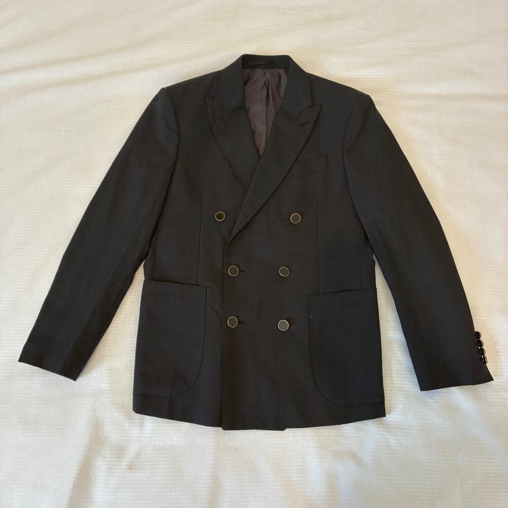 Louis Vuitton Uniforms Jacket Mens 44EU Black Wool Double Breasted Peak Lapels